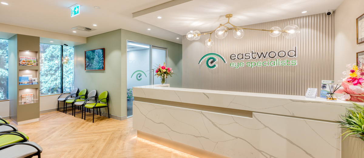 Welcoming reception area of Eastwood Eye Specialists clinic